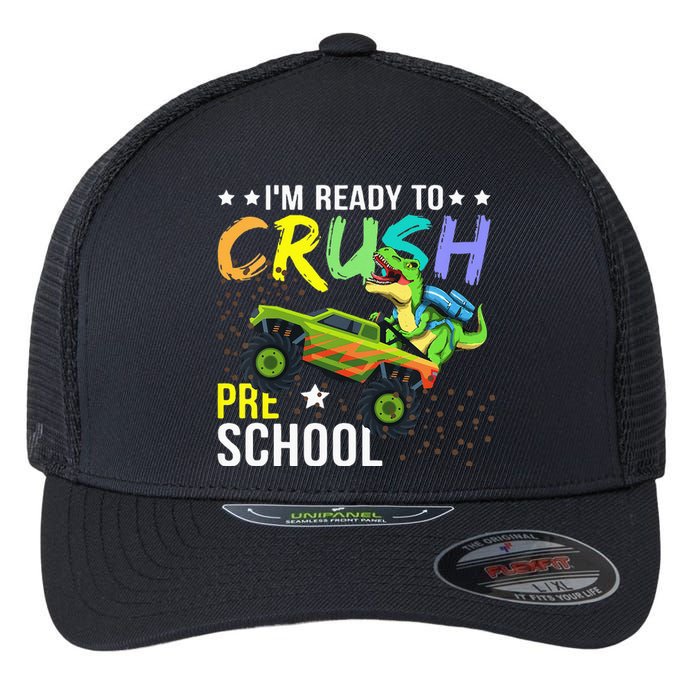 I'm Ready to Crush Kindergarten Dinosaur Back to School Flexfit Unipanel Trucker Cap