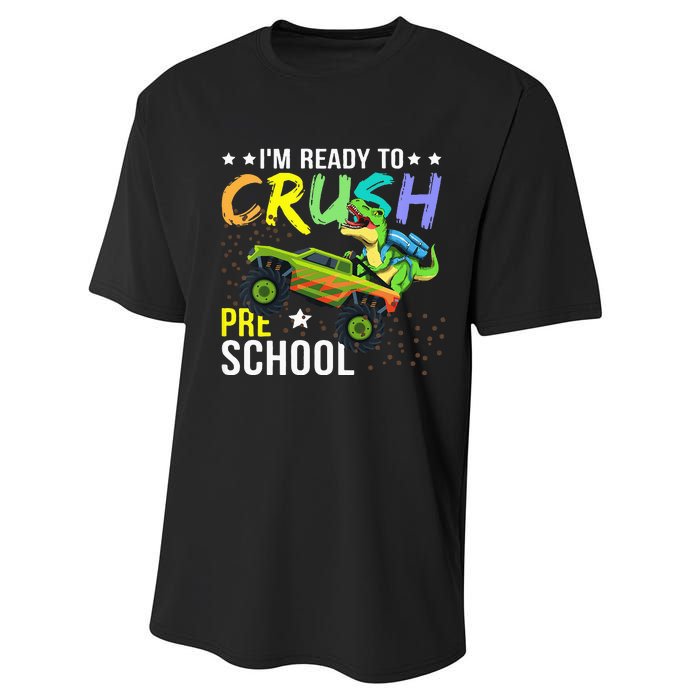 I'm Ready to Crush Kindergarten Dinosaur Back to School Performance Sprint T-Shirt