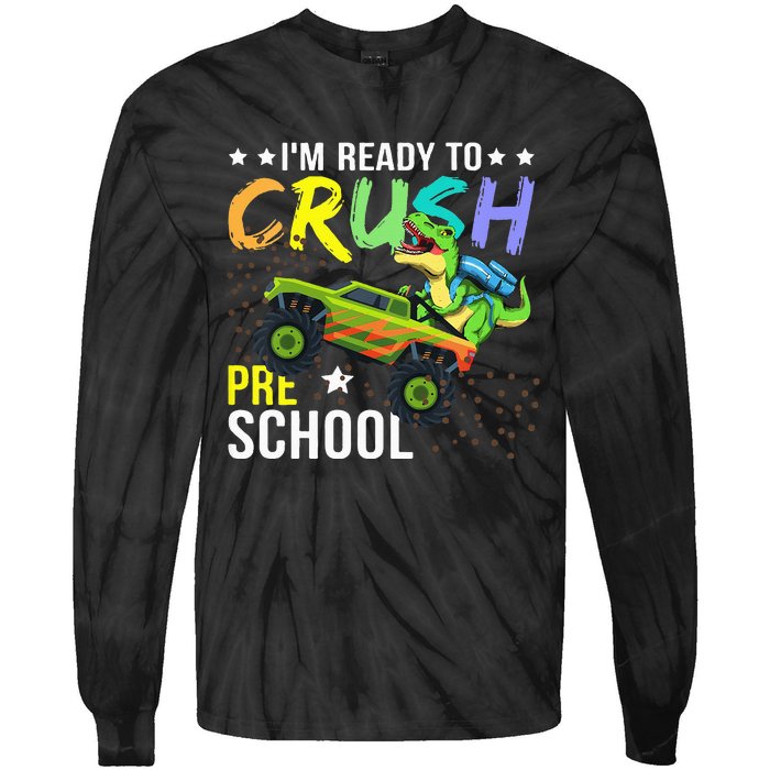 I'm Ready to Crush Kindergarten Dinosaur Back to School Tie-Dye Long Sleeve Shirt