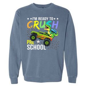 I'm Ready to Crush Kindergarten Dinosaur Back to School Garment-Dyed Sweatshirt