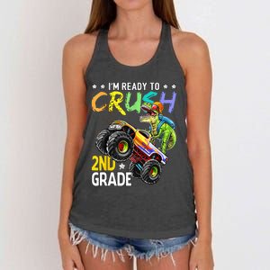 Im Ready To Crush 2nd Grade Dinosaur First Day Of School Women's Knotted Racerback Tank