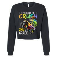 Im Ready To Crush 2nd Grade Dinosaur First Day Of School Cropped Pullover Crew