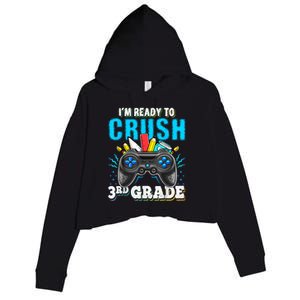 Im Ready To Crush 3rd Grade Back To School Video Game Boy Crop Fleece Hoodie