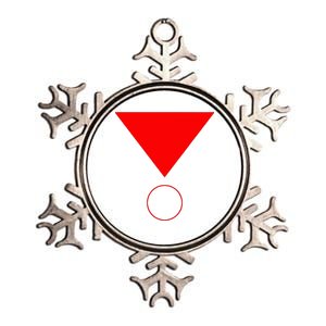 Inverted Red Triangle with a Simple Circle Geometric Form  Metallic Star Ornament