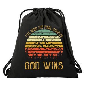 I’ve Read The Final Chapter God Wins retro Christian Drawstring Bag