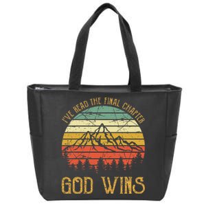 I’ve Read The Final Chapter God Wins retro Christian Zip Tote Bag