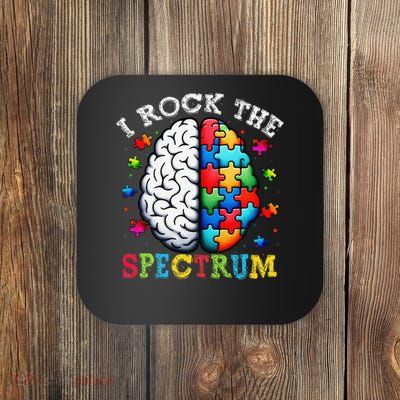 I Rock The Spectrum Autism Brain Autism Awareness Coaster