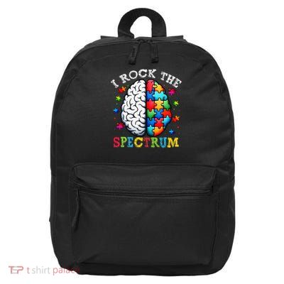 I Rock The Spectrum Autism Brain Autism Awareness 16 in Basic Backpack