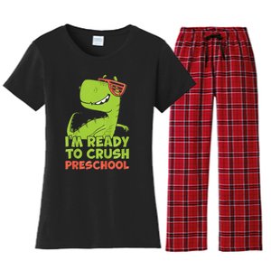 I'm Ready To Crush Preschool Dinosaur Back To School Women's Flannel Pajama Set