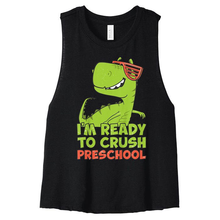 I'm Ready To Crush Preschool Dinosaur Back To School Women's Racerback Cropped Tank