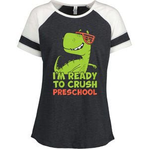 I'm Ready To Crush Preschool Dinosaur Back To School Enza Ladies Jersey Colorblock Tee