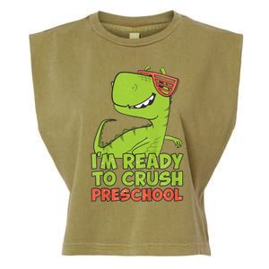 I'm Ready To Crush Preschool Dinosaur Back To School Garment-Dyed Women's Muscle Tee