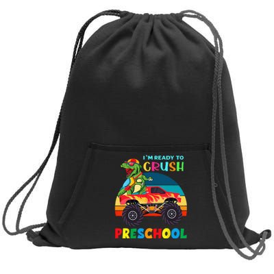 Im Ready To Crush Preschool Monster Truck Dinosaur Sweatshirt Cinch Pack Bag