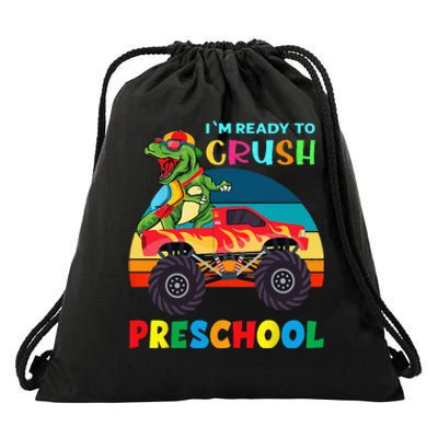 Im Ready To Crush Preschool Monster Truck Dinosaur Drawstring Bag