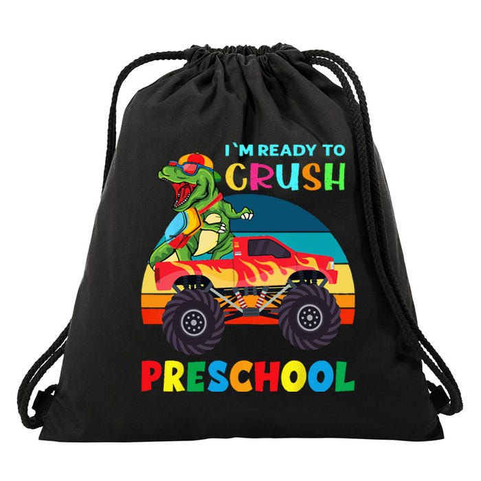 Im Ready To Crush Preschool Monster Truck Dinosaur Drawstring Bag