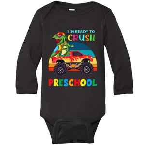 Im Ready To Crush Preschool Monster Truck Dinosaur Baby Long Sleeve Bodysuit