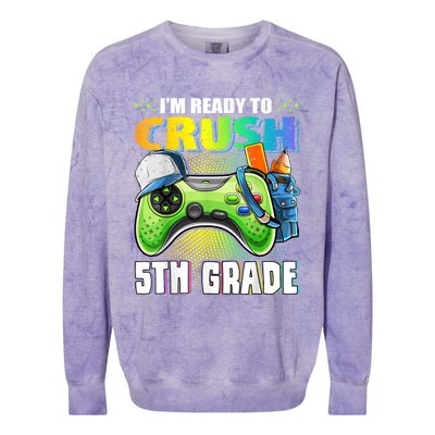 Im Ready To Crush 5th Grade Back To School Video Game Boy Colorblast Crewneck Sweatshirt