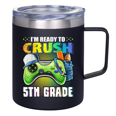 Im Ready To Crush 5th Grade Back To School Video Game Boy 12oz Stainless Steel Coffee Mug