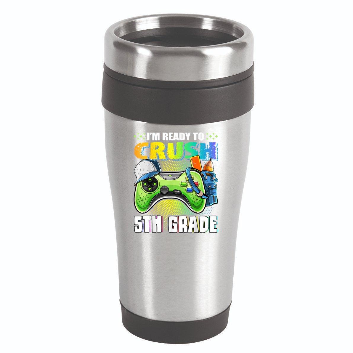 Im Ready To Crush 5th Grade Back To School Video Game Boy 16oz Travel Tumbler