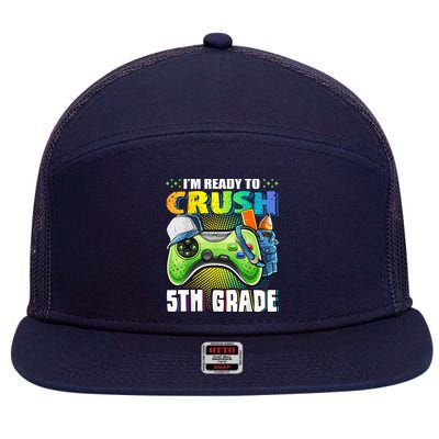 Im Ready To Crush 5th Grade Back To School Video Game Boy 7 Panel Mesh Trucker Snapback Hat