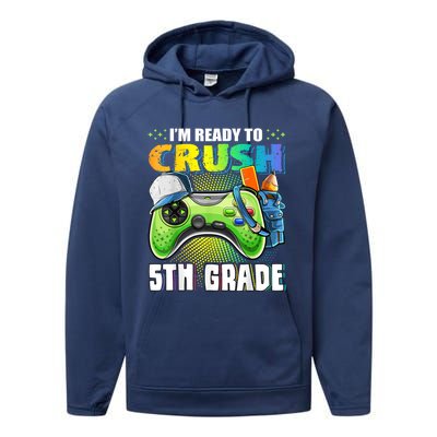 Im Ready To Crush 5th Grade Back To School Video Game Boy Performance Fleece Hoodie