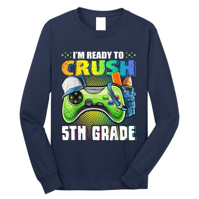 Im Ready To Crush 5th Grade Back To School Video Game Boy Long Sleeve Shirt