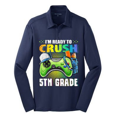 Im Ready To Crush 5th Grade Back To School Video Game Boy Silk Touch Performance Long Sleeve Polo