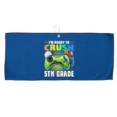 Im Ready To Crush 5th Grade Back To School Video Game Boy Large Microfiber Waffle Golf Towel