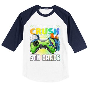 Im Ready To Crush 5th Grade Back To School Video Game Boy Baseball Sleeve Shirt