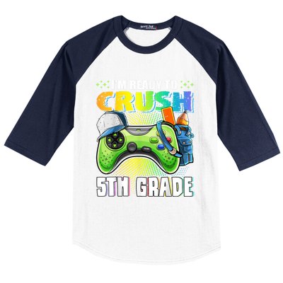 Im Ready To Crush 5th Grade Back To School Video Game Boy Baseball Sleeve Shirt