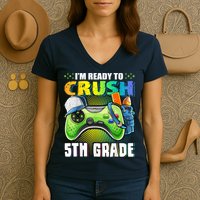 Im Ready To Crush 5th Grade Back To School Video Game Boy Women's V-Neck T-Shirt