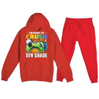 Im Ready To Crush 5th Grade Back To School Video Game Boy Premium Hooded Sweatsuit Set