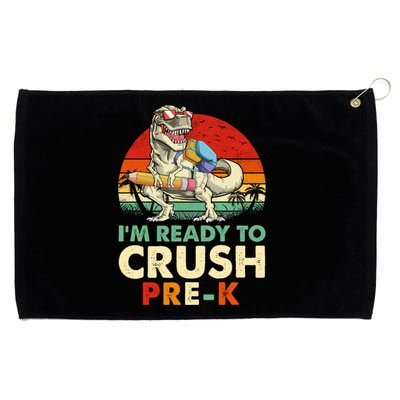 Im Ready To Crush PreK Retro Dinosaur Funny Back To School Funny Gift Grommeted Golf Towel