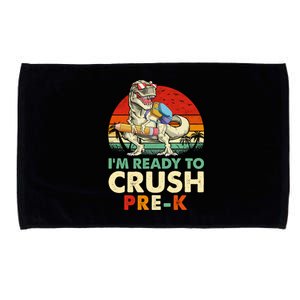 Im Ready To Crush PreK Retro Dinosaur Funny Back To School Funny Gift Microfiber Hand Towel