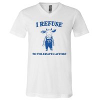 I Refuse To Tolerate Lactose Cow V-Neck T-Shirt