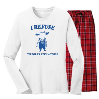 I Refuse To Tolerate Lactose Cow Women's Long Sleeve Flannel Pajama Set 