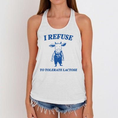 I Refuse To Tolerate Lactose Cow Women's Knotted Racerback Tank