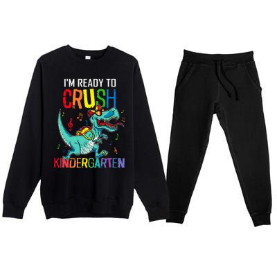 Im Ready To Crush Kindergarten Dinosaur Back To School Premium Crewneck Sweatsuit Set