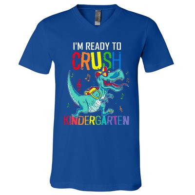 Im Ready To Crush Kindergarten Dinosaur Back To School V-Neck T-Shirt