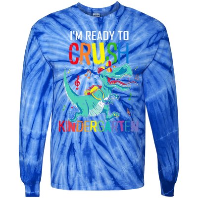 Im Ready To Crush Kindergarten Dinosaur Back To School Tie-Dye Long Sleeve Shirt