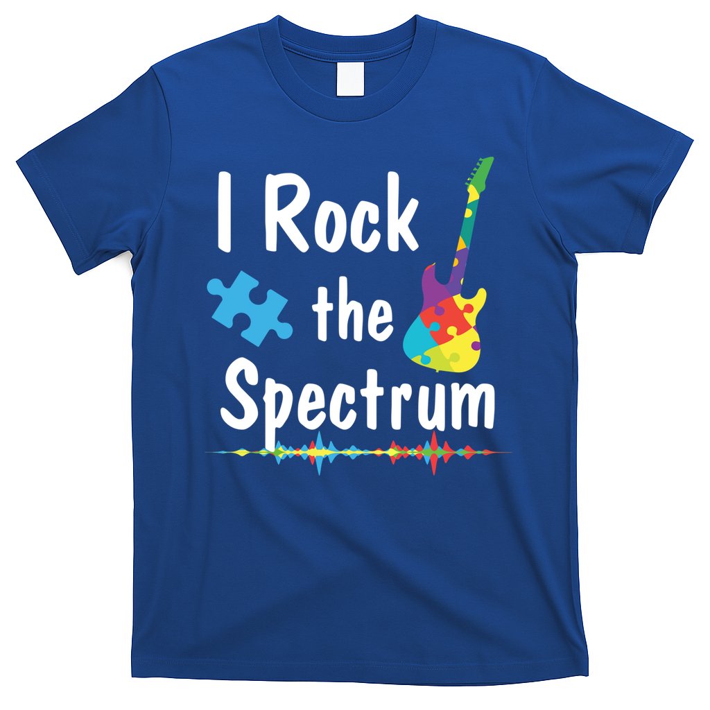 I Rock The Spectrum Funny Gift Autism Awareness Electric Guitar Gift T-Shirt