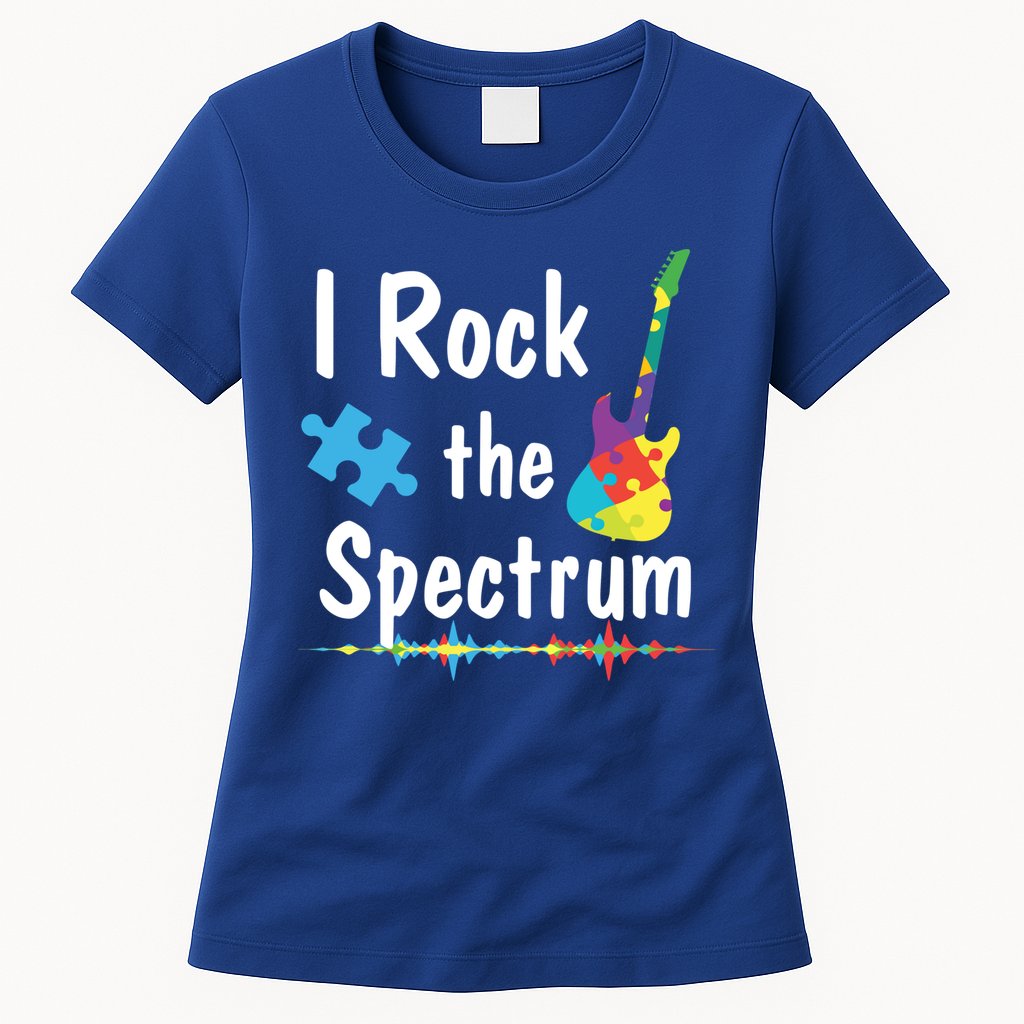 I Rock The Spectrum Funny Gift Autism Awareness Electric Guitar Gift Womens T-Shirt