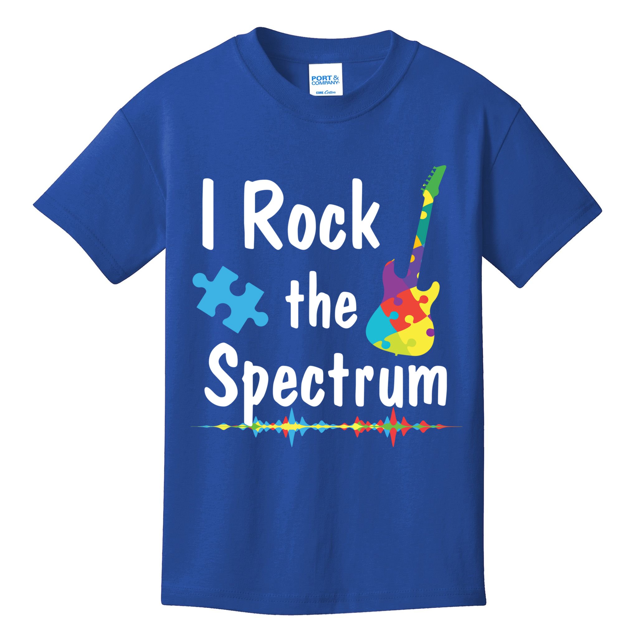 I Rock The Spectrum Funny Gift Autism Awareness Electric Guitar Gift Kids T-Shirt