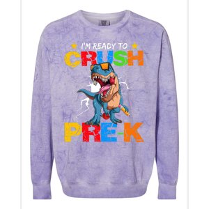 I'm Ready To Crush Pre K Dinosaur Back To School Colorblast Crewneck Sweatshirt