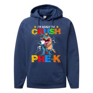 I'm Ready To Crush Pre K Dinosaur Back To School Performance Fleece Hoodie