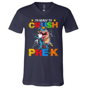 I'm Ready To Crush Pre K Dinosaur Back To School V-Neck T-Shirt