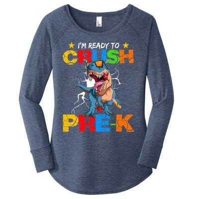 I'm Ready To Crush Pre K Dinosaur Back To School Women's Perfect Tri Tunic Long Sleeve Shirt