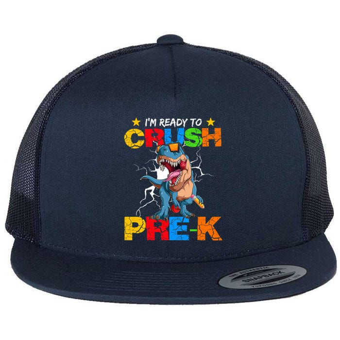 I'm Ready To Crush Pre K Dinosaur Back To School Flat Bill Trucker Hat