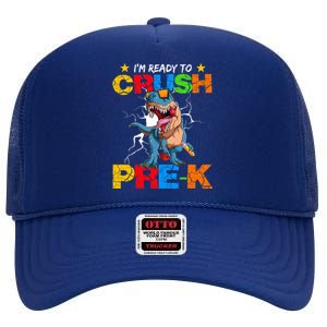 I'm Ready To Crush Pre K Dinosaur Back To School High Crown Mesh Back Trucker Hat