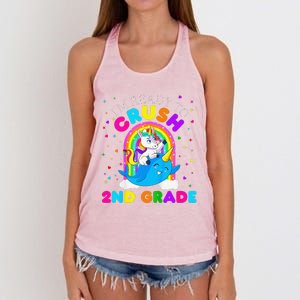 Im Ready To Crush 2nd Grade Unicorn First Day Of School Women's Knotted Racerback Tank